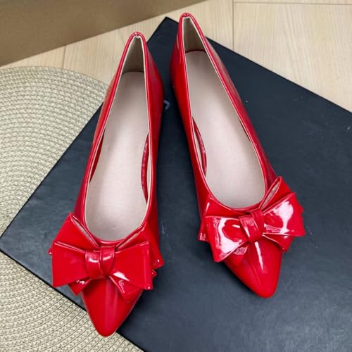 Image of TN TANGNEST Flats Shoes Women Comfort Casual Loafers | Classic Pointed Toe Bowknot Flats Cute Slip On Flats, Wear to Work Travel Walk