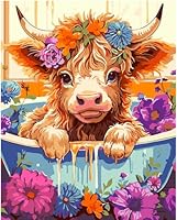 Paint by Number for Adults. Bathing Cows Paint by Numbers for Adults Beginner Drawing Paintwork with 3 Paintbrushes Paint Canvas Oil Painting 16” x 20”