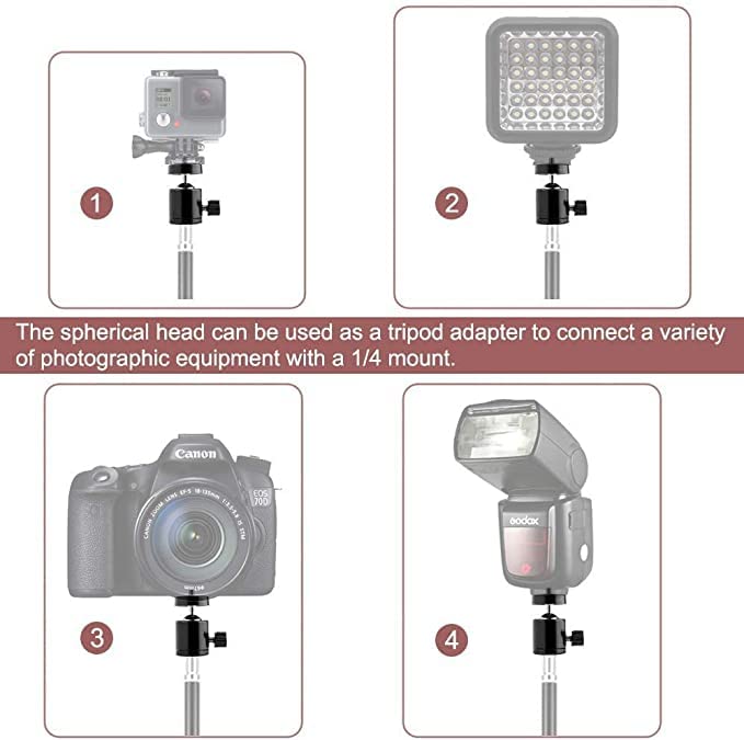 Image of DAUMI Universal Cell Phone Holder Clip /Mount Adapter /Adjustable Clamp and 360 Degree Ball Head Set for Mobile Phone, Selfie Stick & All Types of Tripods (Phone Holder Clip and Ball Head)