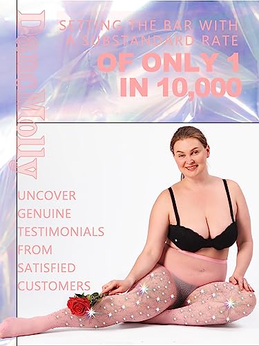 Image of DancMolly 10X Strong Ultra Sparkly Rhinestone Fishnet Stockings, Plus Size Sparkle Tights for Women Sexy Party Concert Outfit