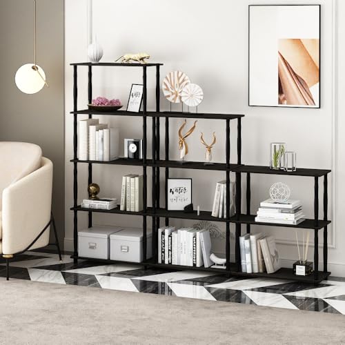 Image of Furinno Turn-N-Tube 4-Tier Multipurpose Shelf Display Rack, Classic Tubes, Espresso /Black