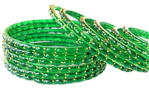 Image of JPS Plain and Glossy Finished Raindrop Glass Bangles Set for Women & Girls | Traditional Ethnic Chudi for Wedding, Party & Regular- Set of 12 Pcs of One Colour | Wedding Special