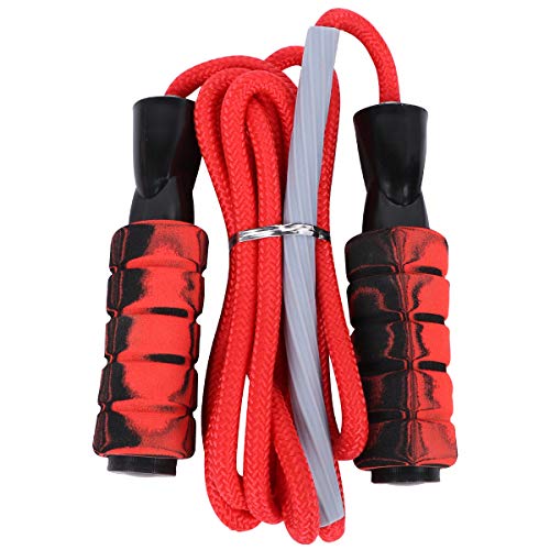BCOATH Cuerda para Saltar Ajustable con Cable de Acero para Fitness y Entrenamiento Ligera y Portátil Mango Antideslizante Adecuada para Estudiantes y Adultos Negro y Rojo