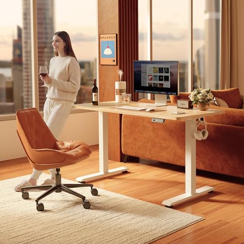 FEZIBO Standing Desk, 48 × 24 Inches Electric Height Adjustable, Sit and Stand Up, Computer Office Desk with Splice Boar - Additional View