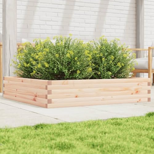 Gecheer Jardinera de Madera Maciza de Pino 110x110x23 cm,Jardinera Exterior para Jardín Balcón o Patio