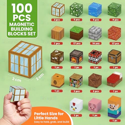 Image of Kidology 100PCS Magnetic Blocks for Kids | Village Theme Magnetic Building Tiles Set | STEM Construction Toy for Toddlers Ages 3+ | Creative Sensory Magnet Blocks for Indoor & Outdoor Play