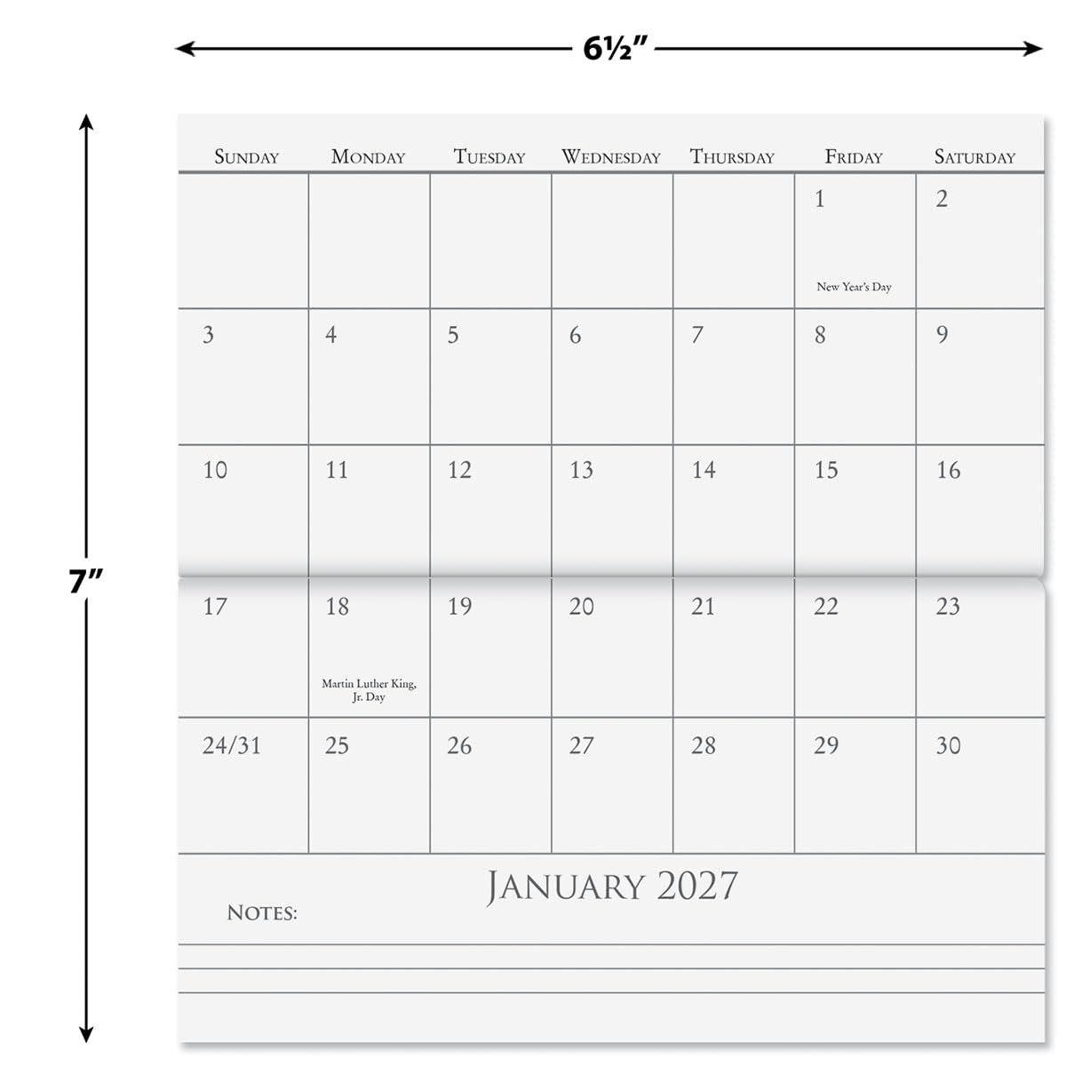 Current Calendrier de poche 2027 Meadow Dance Planner et bloc-notes, 8,9 x 16,5 cm, fermé, calendriers mensuels floraux de qualité librairie avec 30 pages de notes pour cuisine et bureau