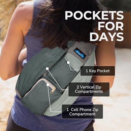 Image of KAVU Rope Sling Bag - Large Crossbody Bags for Women & Men | Hands Free, Cross Body for Travel, Hiking & Everyday Carry, with Padded Back, Adjustable Rope Strap & Cotton Canvas