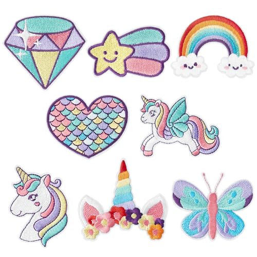 Kirako 8 Pcs Cute Unicorn Iron on Patches Pastel...