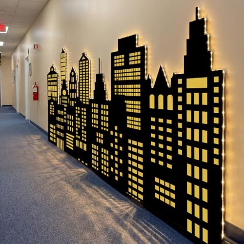 Fondo fotográfico ciudad Negra Tingjoo 2 m con luces miniatura 6