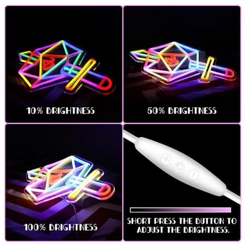 Image of Dice Neon Signs for Decor, Led Neon Sign Decor Dimmable Dungeons and Dragon Dice Game Sign,USB Powered Neon Light for for Room Bedroom Bar Shop Hotel Christmas Birthday Holiday Party