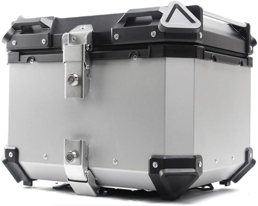 CSYQPDMBDL Baul Moto, Motocicleta Top Case, Baúl Trasero de Aluminio Impermeable for Motocicleta, baúl Superior for Scooter con Cerradura antirrobo, for Guardar el Equipaje del Casco(Silver,45L)