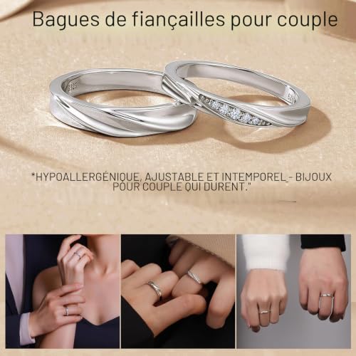 Bague ouverte réglable hypoallergénique argent | Solution pour doigts sensibles