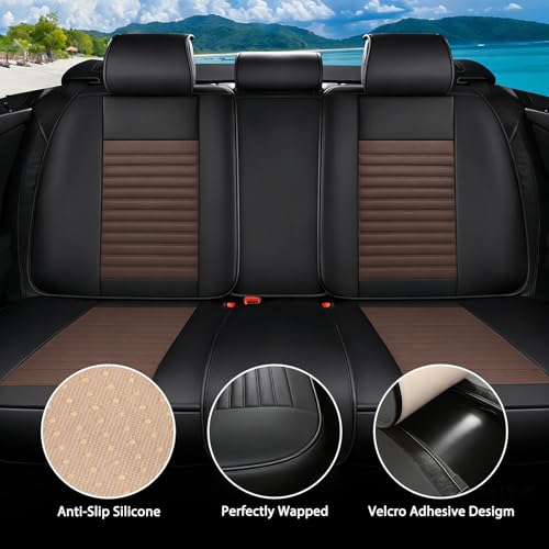 Image of Car Seat Covers Full Set Fit for Hyundai Ioniq5 Faux Learher Waterproof Seat Covers 5 Seats Comfortable Breathable Anti-Slip Seat Protectors(BlackBrown,Full Set)