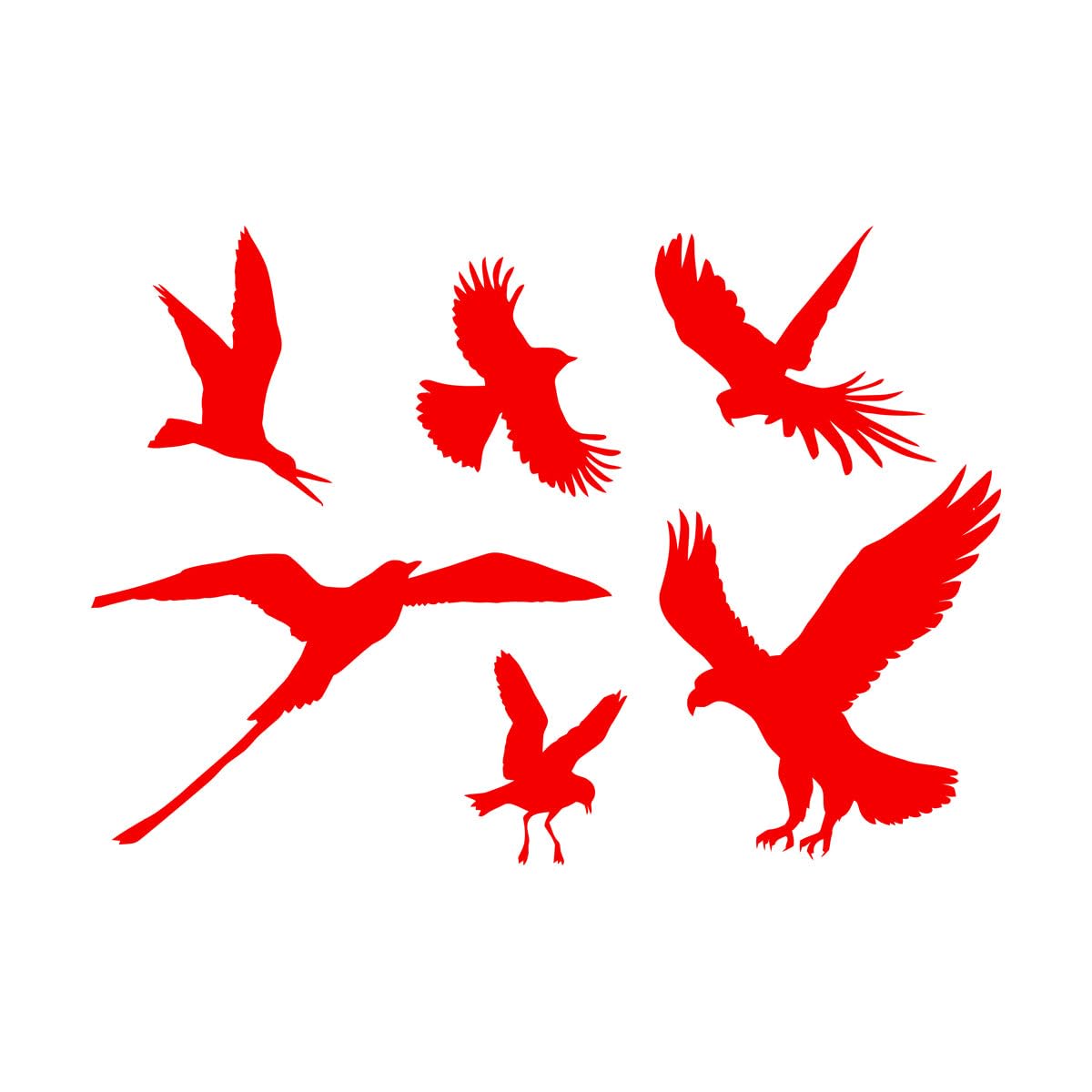 Birds Collection Eagle Parrot Wall Decals 36x51.2cm Self Adhesive Small red