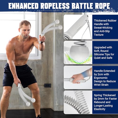 Weighted Ropeless Battle Rope for Home Gym, with Grip Strengthener & Poster - image 2