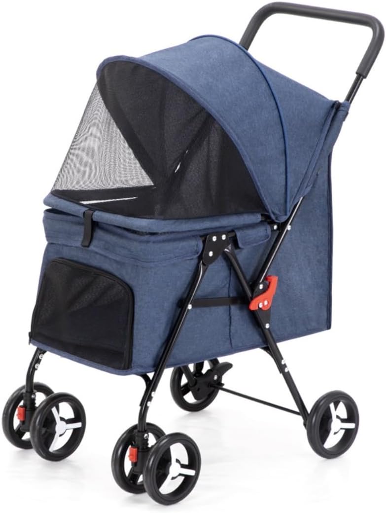 Stroller for Cats Dog Stroller Travel Pet Stroller Folding Dog Stroller Cat Stroller Foldable Puppy Stroller for Small Medium Dogs Cats Pet Carrier Strolling Cart(Blue)