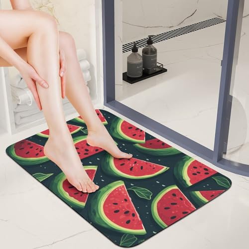 Tapis absorbant l'eau rouge pastèque antidérapant en diatomite 60x40 cm