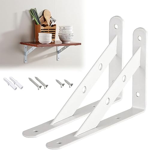 Miniatura 1 de 2X Soportes Estanterías para Blanco Negro Soporte Triangular 5.906x3.937 in, 7.874x4.921 in, 11.811x7.480 in Metálico Escuadra para Estantes