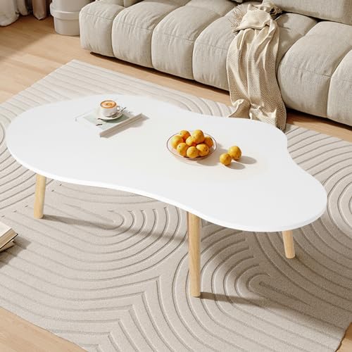 Table basse ovale blanche gain de place pour aménager un petit salon compact