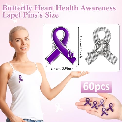 Tondiamo Purple Ribbon Lapel Pin Bulk Domestic Violence Awareness Alzheimer Lupus Cancer Awareness Brooch for Public Supplies2