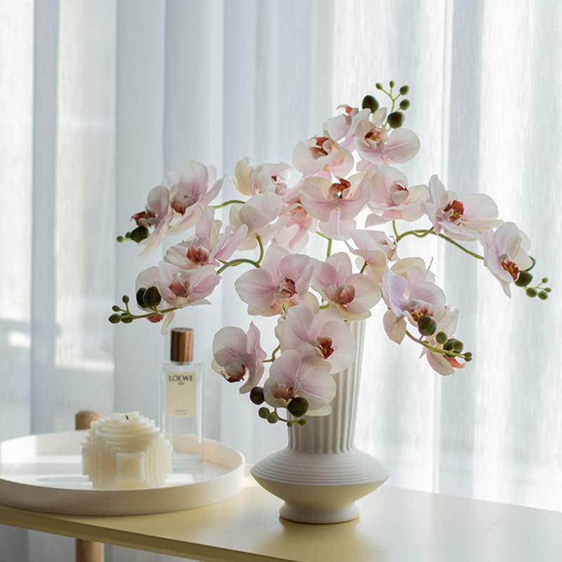 DODXIAOBEUL 4 Pcs Phalaenopsis Artificial Flowers Latex Realistic Touch 45cm Artificial Orchid Bouquet for Wedding Party Home Garden Decoration Light Pink - Image 4