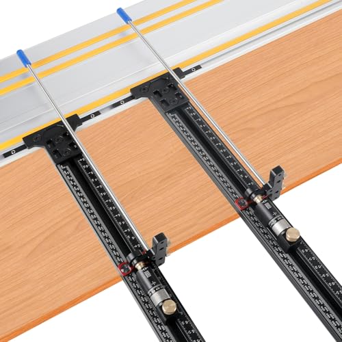 Track Saw Parallel Guide System with Micro-Adjustable Flip Stop & Zero Calibration Repeatability for Rip Cuts Compatible with Fes-tool Ma-kita Milw-aukee Track Rails