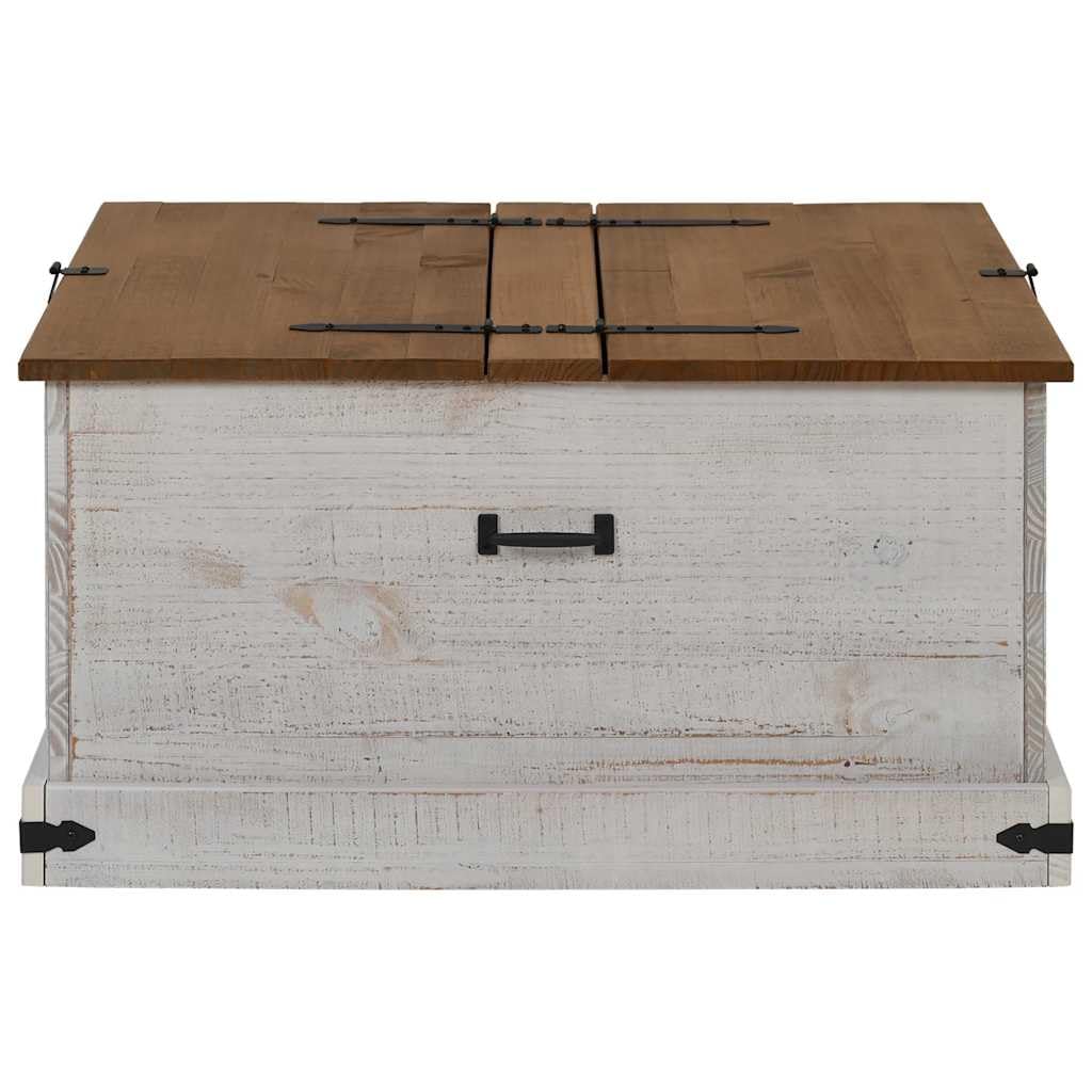 Baúl de almacenamiento Halden blanco 91 x 91 x 47 cm, madera maciza, caja de almacenamiento para entrada, salón, dormitorio, pasillo,