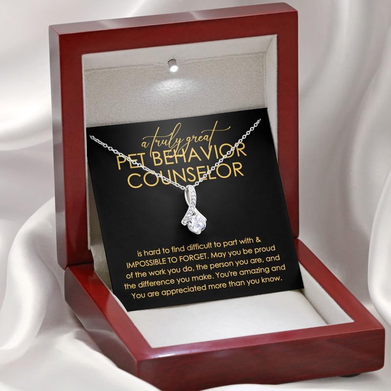 Pet Behavior Counselor Necklace Message Card Box Alluring Mahogany - Hard To Find Difficult To Part - Vet Tech Rescuer Pet Clinic Staff
