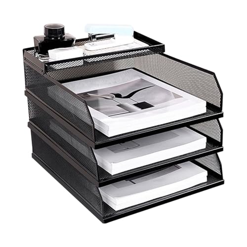 Vassoio portadocumenti impilabile in rete metallica per notebook e documenti Slish Desk Sto Rack efficiente porta carta per uso domestico e ufficio