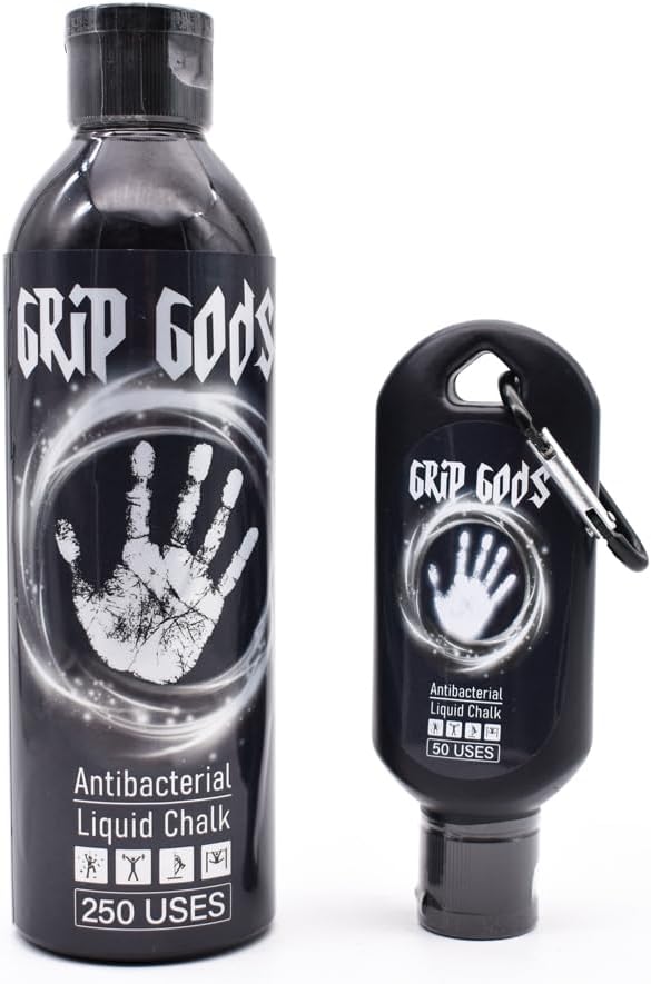 Generic Grip Gods Liquid Chalk Combo Travel Bottle (50ML) & Refill Bottle (250ML) for Weight Lifting, Gym, Rock Climbing, Pole Grip, Gymnastics, Sports, and Workout Chalk., White