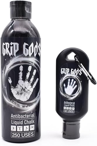 Generic Grip Gods - Botella de viaje combinada de tiza líquida (1.7 fl oz) y botella de repuesto (8.5 fl oz) para levantamiento de pesas, gimnasio,