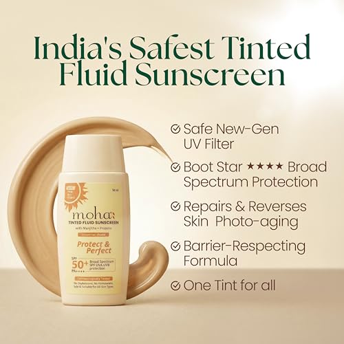 Image of Moha Tinted Fluid Face Sunscreen SPF 50 PA++++ India's 1st with New Gen filters | New-Gen Photostable UV Filters | pH balanced | Advanced botanical for skin repair and tone perfecting | | Lightweight Makeup Base | | For All Indian Skin Tones | For Men & Women 50 ml Pack Of 3