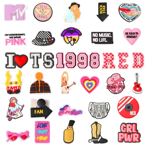 36Pcs Music-Themed Shoe Charms for Girls Women Singer Shoe Charms for Clogs & Shoes with Holes Pink Friendship Shoe Charm Inspired Friendship Jewelry Gifts for Lover Music Fans Shoe Decoration