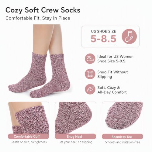 Image of Winter Women Socks 5 Pairs Vintage Wool Casual Thermal Crew Socks