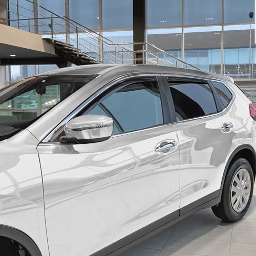 Image of CLIM ART in-Channel Incredibly Durable Rain Guards for Nissan Rogue 2014-2020 SUV, Original Window Deflectors, Vent Deflector, Vent Window Visors, Dark Smoke Car Accessories, 4 pcs - 614156