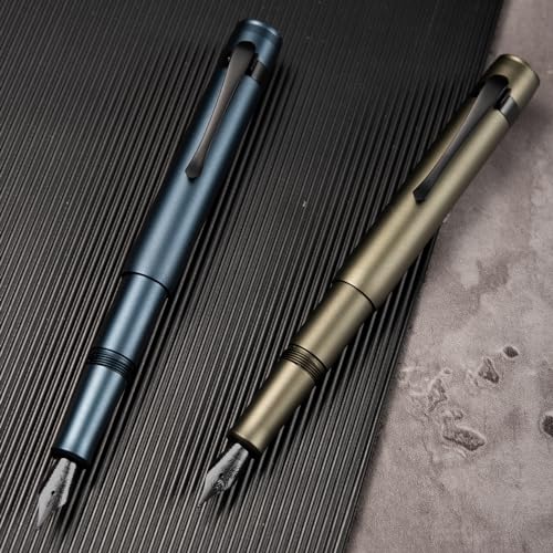Image of Hongdian M2 Black Forest Mini Fountain Pen, Extra Fine Soft Nib & Sleek Shape Aluminium Short Pocket Travel Pen (Midnight Blue)
