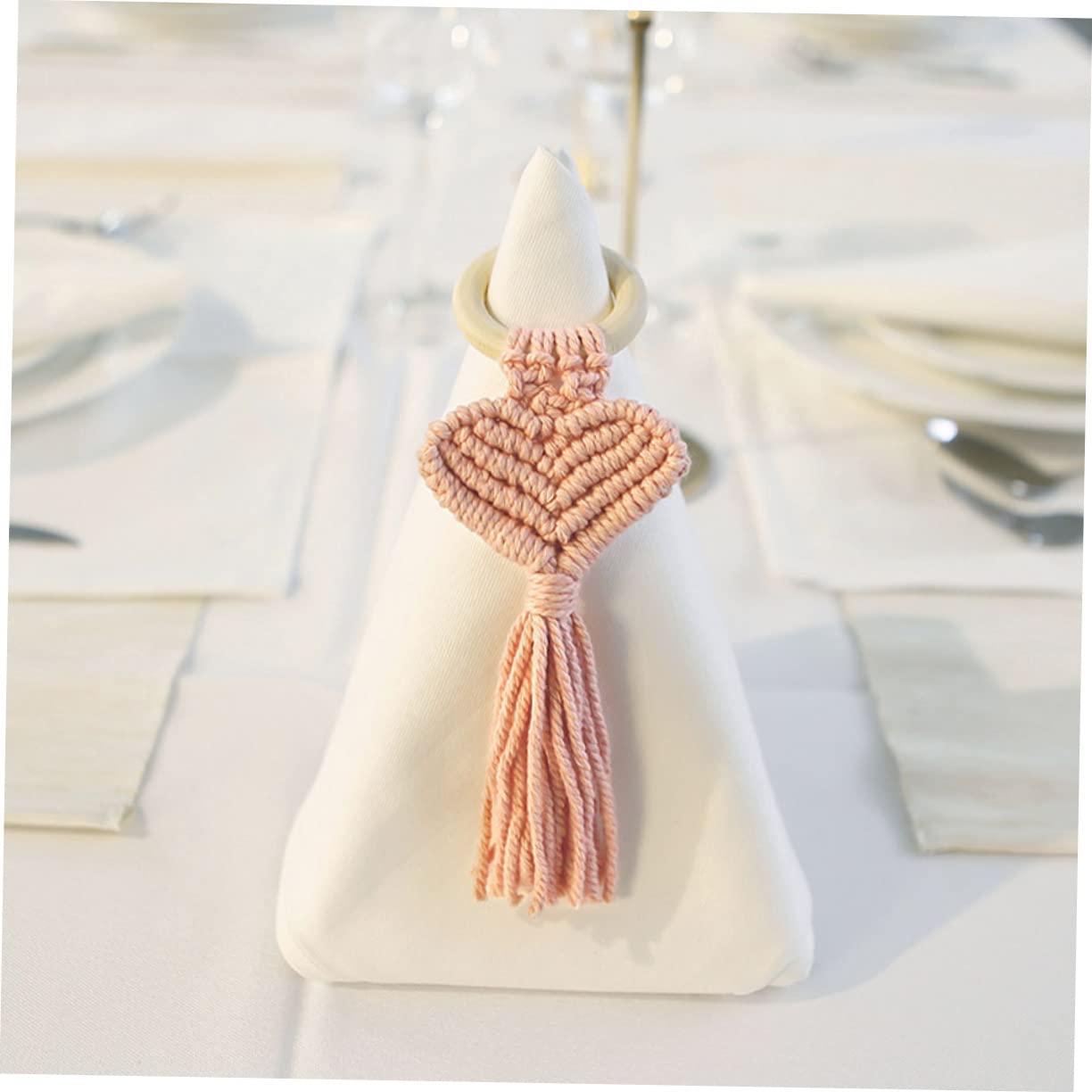 DECHOUS 8 Piezas servilletero de Madera Decoraciones de Ceremonia de Boda Porta Hebilla Trenzada mostrada decoración Decoracion de vajillas Hebilla de servilleta de Moda Tejer