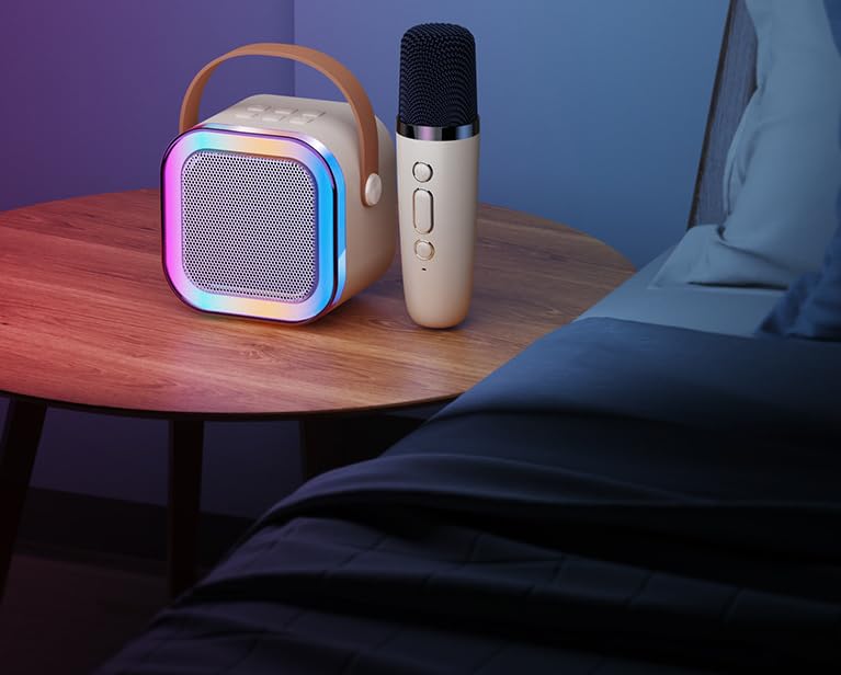 Image of TechPride Wireless Bluetooth Karaoke Microphone with Speaker | Rechargeable Portable Mic with LED Lights for Singing | Fun Musical Toy & Birthday Gift for Kids, Boys, Girls and Adults