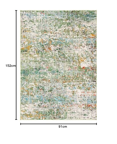 SAFAVIEH Contemporary Rug for Living Room Dining Room, Bedroom - Madison Collection, Short Pile, in Green and Turquoise, 91 X 152 cm - Image 2