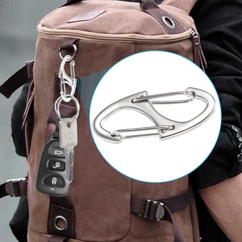 Image of 12pcs Zipper Anti Theft Locks, S Dual Opening Spring Carabiner for Backpacks, Zinc Alloy Zipper Pller Replacement for Camping Hiking Fishing Traveling- Silver