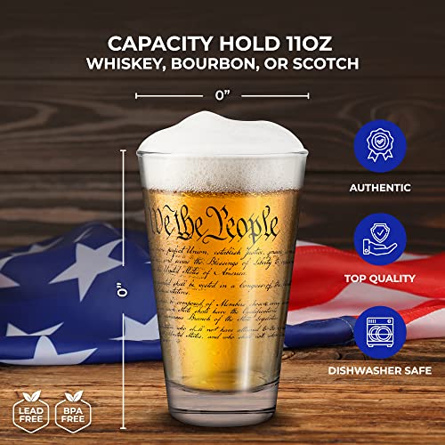 Lucky Shot Beer Gift Set United States Constitution And Declaration Of Independence Beer Glass Set | American Us Patriotic Gift | Old Fashioned We The People Cocktail Glasses Beer Pints (Set Of 2) #TOP1