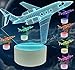ANVRIL ELF Flugzeug Nachtlicht 3D Illusion Lampe, Tischlampe für Jungen Pilotengeschenke 16 Farbwechsel Tischlampe taktil Geburtstagskinder mit Abstand für Kinder und Erwachsene