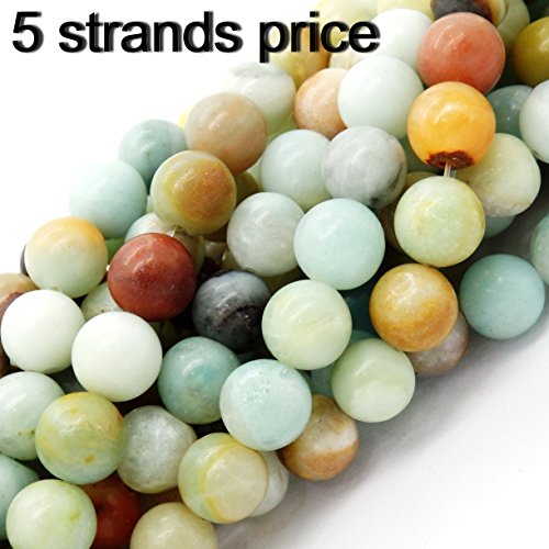 Gemstone Beads For Jewelry Making, Sold Per Bag 5 Strands Inside, Mix-Color Amazonite 8Mm #TOP1