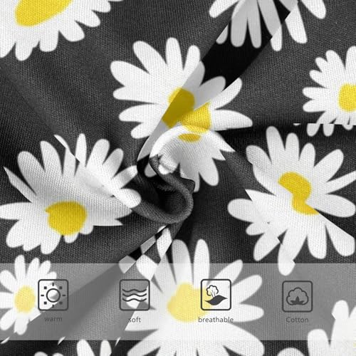 CHIFIGNO Boys Briefs Cute White Daisies Black Little Boys Underwear Breathable Cotton Brief Underwear3