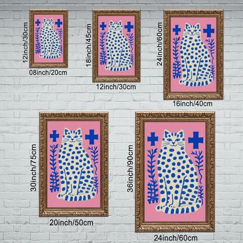 Poster chat avec cadre doré rétro au format idéal 30x45 cm