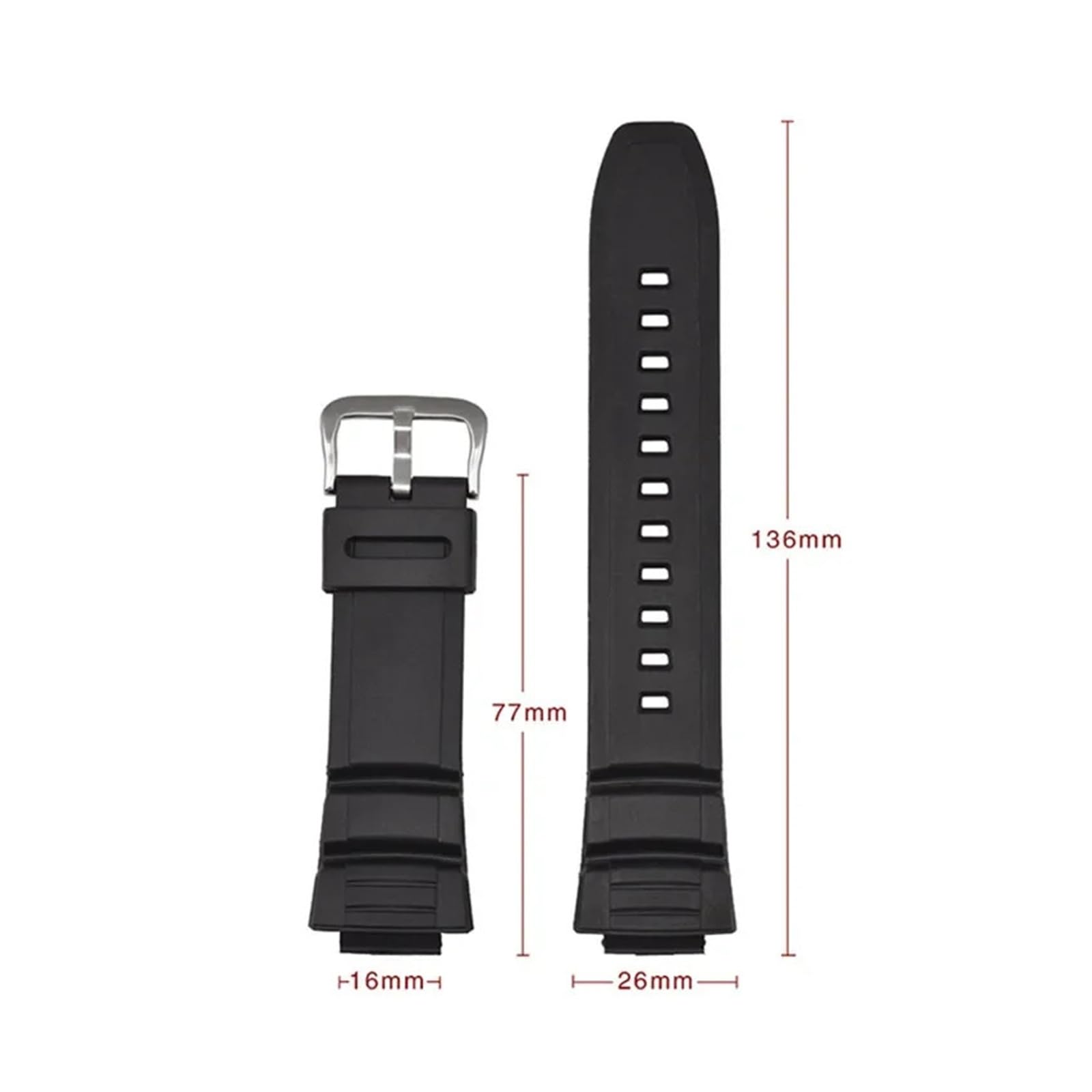 Bracelet en résine compatible avec Casio G-Shock MCW-100H/110H W-S220 HDD-S100 WV-200 AE-2000/2100, bracelet en silicone TPU 16 mm