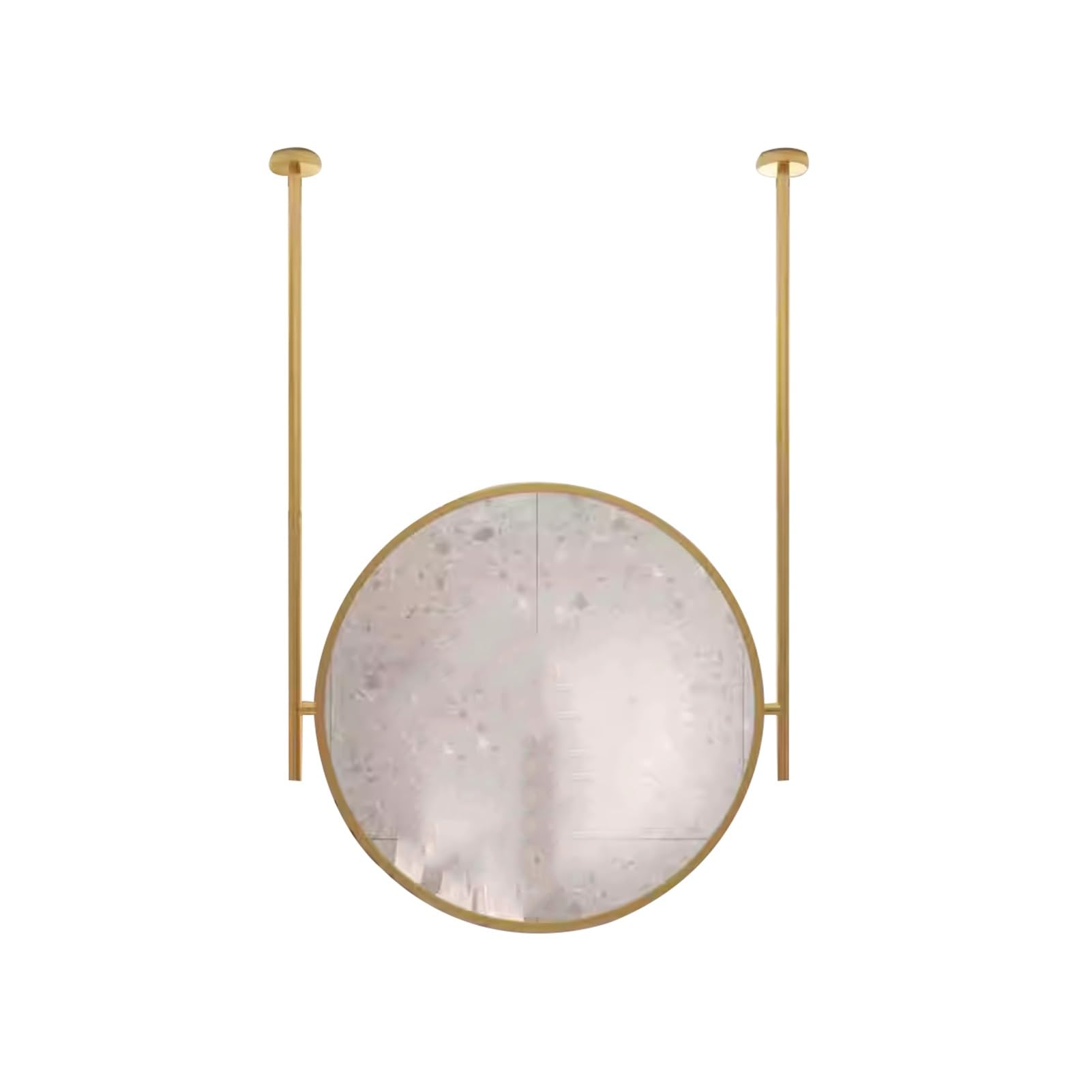 XTGDIEM Round Ceiling-Suspended Mirror – Suitable For Hallways, Bathrooms, And Vanities; Customizable Metal Rod(Gold,60cm)
