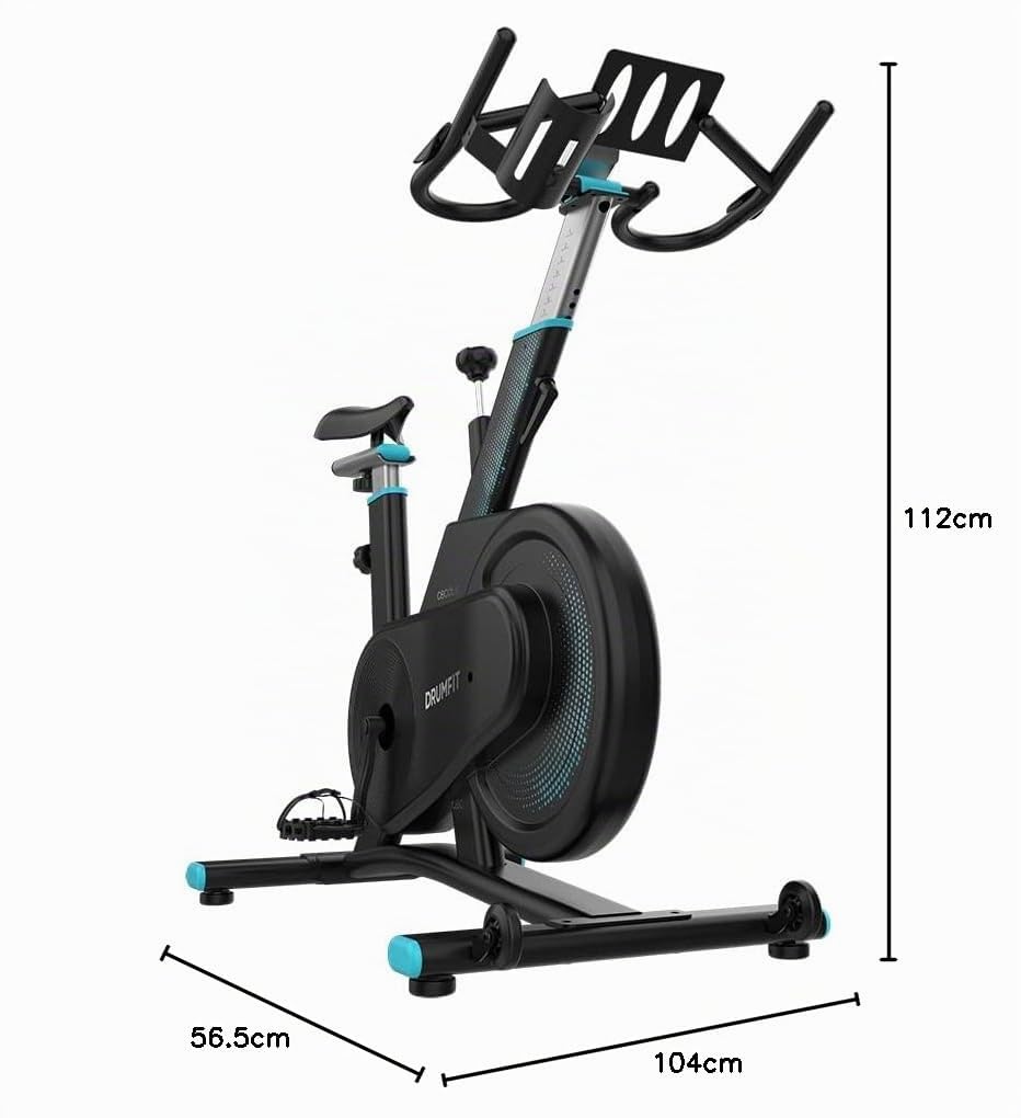 Cecotec Bicicletta Indoor DrumFit Indoor 7000 Magno Connected Resistenza Magnetica, Connettività Bluetooth, Design Compatto, Sella e Manubrio Ergonomici e Regolabili, Display LCD