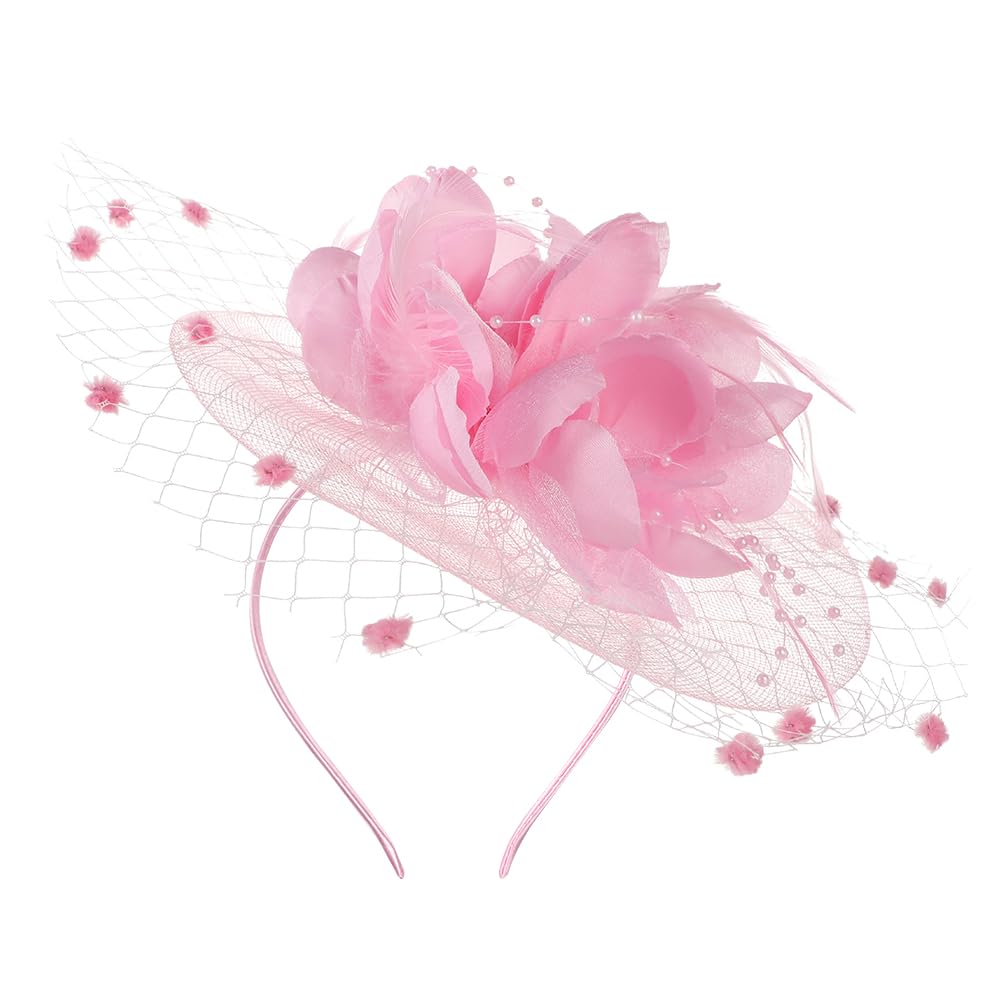 Women Feather Fascinators Hat Flower Pillbox Bowler Hat with Hair Clip Hair Loop Hairpin Bridal Wedding Headwear Hair Accessories for Evening Dance Church Party Race Hats Ascot Hats